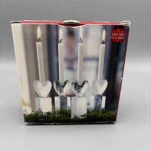 Vintage Holmegaard Anja Kjaer Heart Glass Candlestick Holders Set Of 4